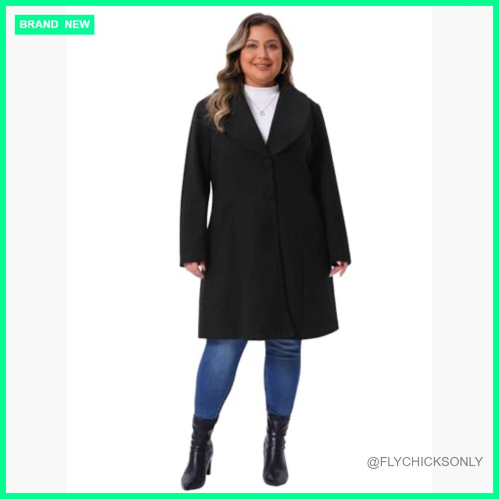 Windproof Polyester Blend Pea Coat with Shawl Col… - image 3